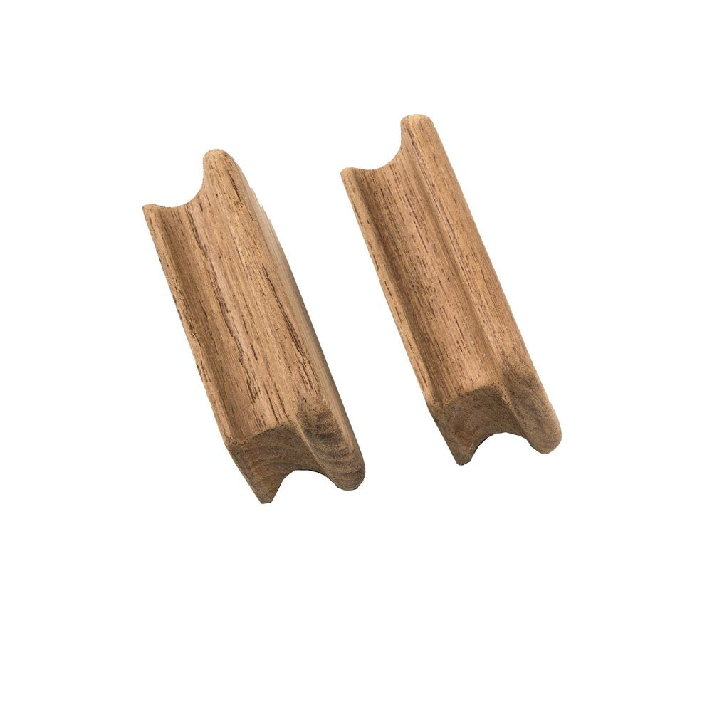 Set of Two Brown Teak Wood Drawer Pull Knobs - 0.75" H x 2.75" W x 2.75" D