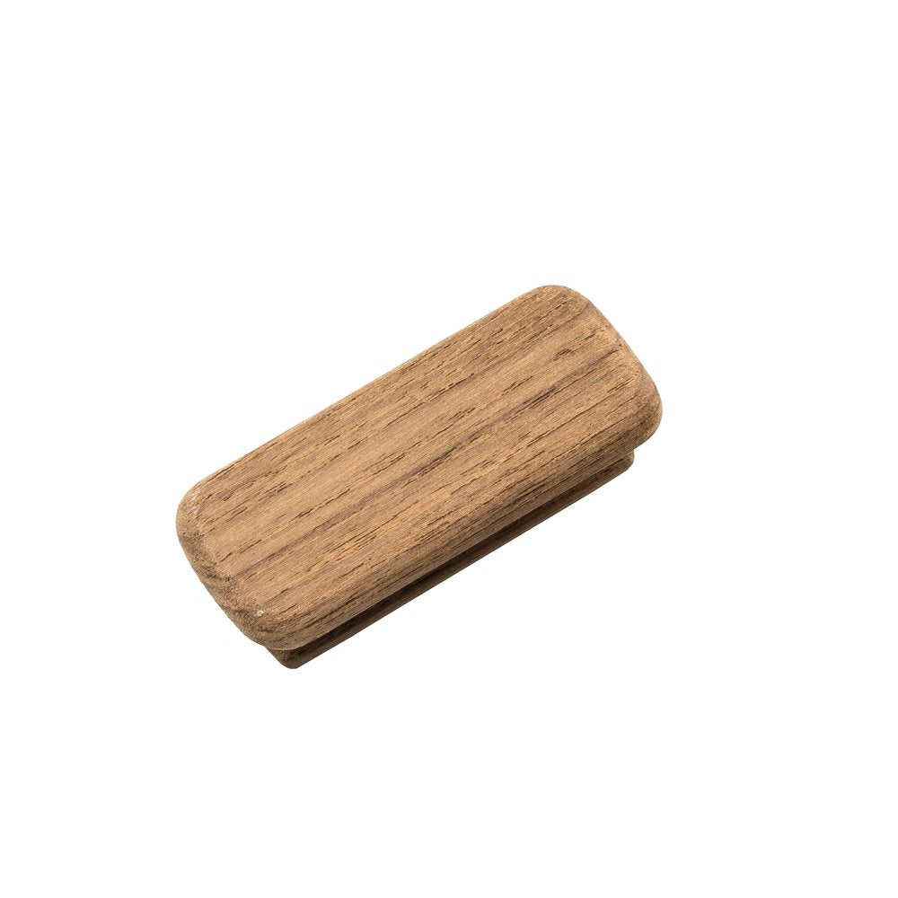 Set of Two Brown Teak Wood Drawer Pull Knobs - 0.75" H x 2.75" W x 2.75" D