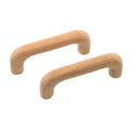 Set of Two Brown Wood C Shape Drawer Pull Knobs on a white background