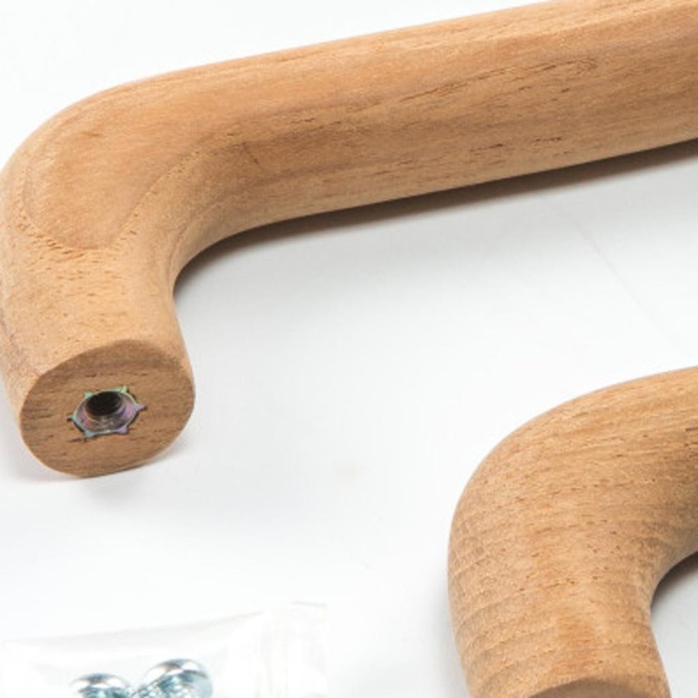 Set of Two Brown Wood C Shape Drawer Pull Knobs