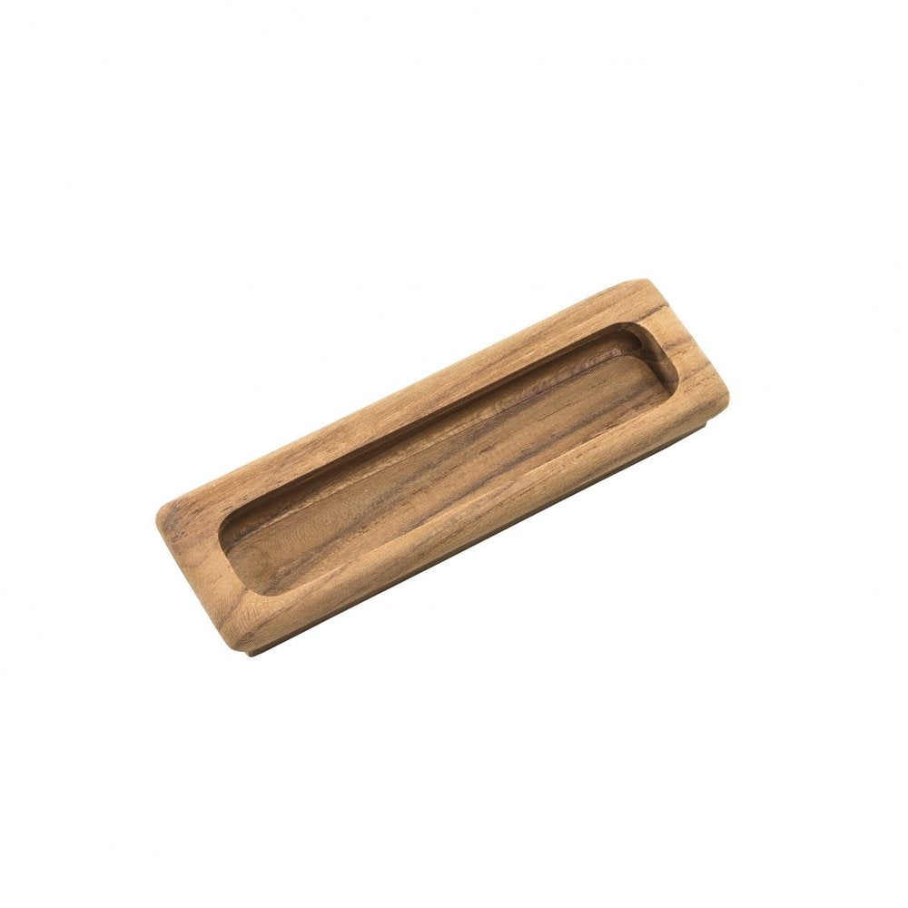 Set of Two Brown Teak Wood Drawer Pull Knobs - 0.5" H x 4.5" W x 1.25" D