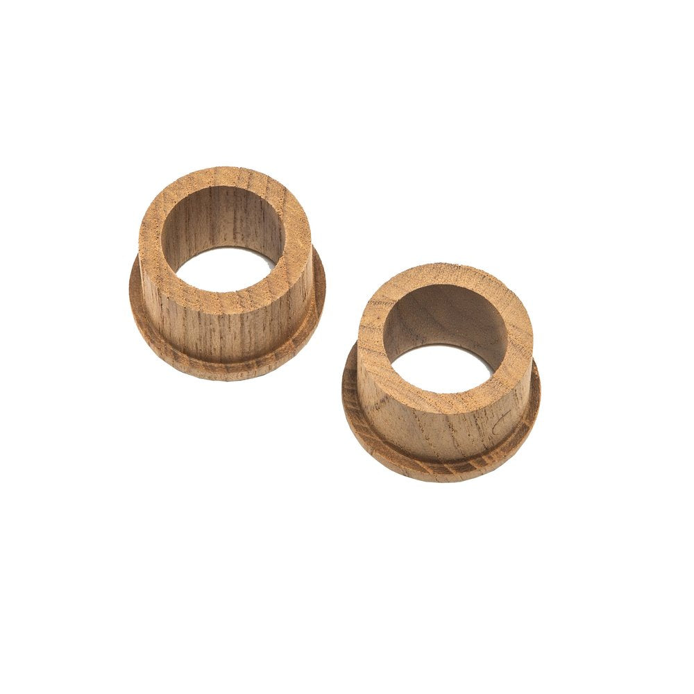 Set of Two Brown Wood Open Circle Drawer Pull Knobs on a white background
