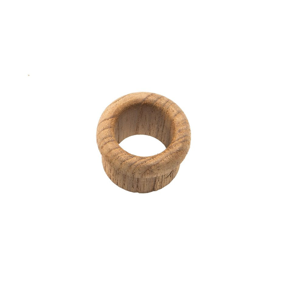 Set of Two Brown Wood Open Circle Drawer Pull Knobs on a white background
