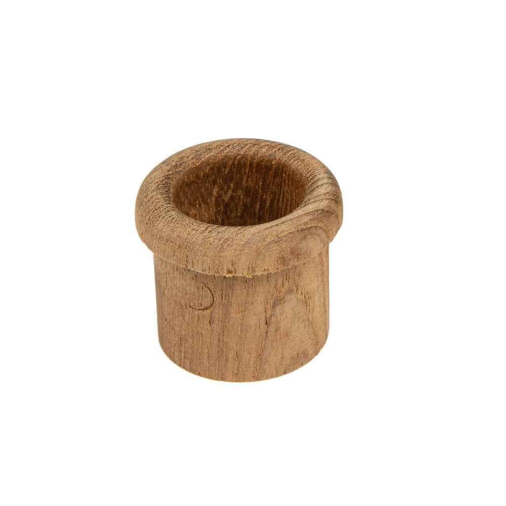 Set of Two Brown Wood Round Open Circle Drawer Pull Knobs on a white background