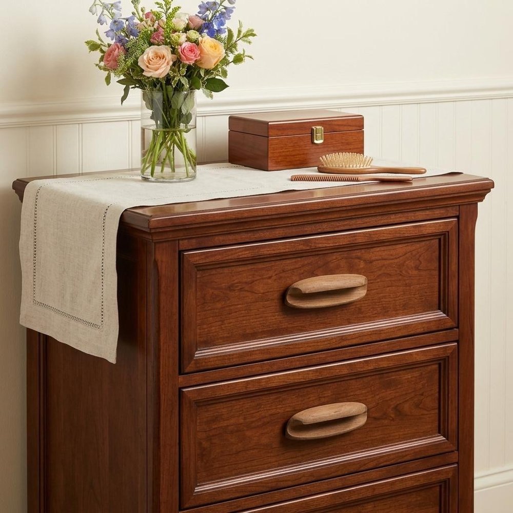 Set of Two Brown Wood Oval Drawer Pull Knobs