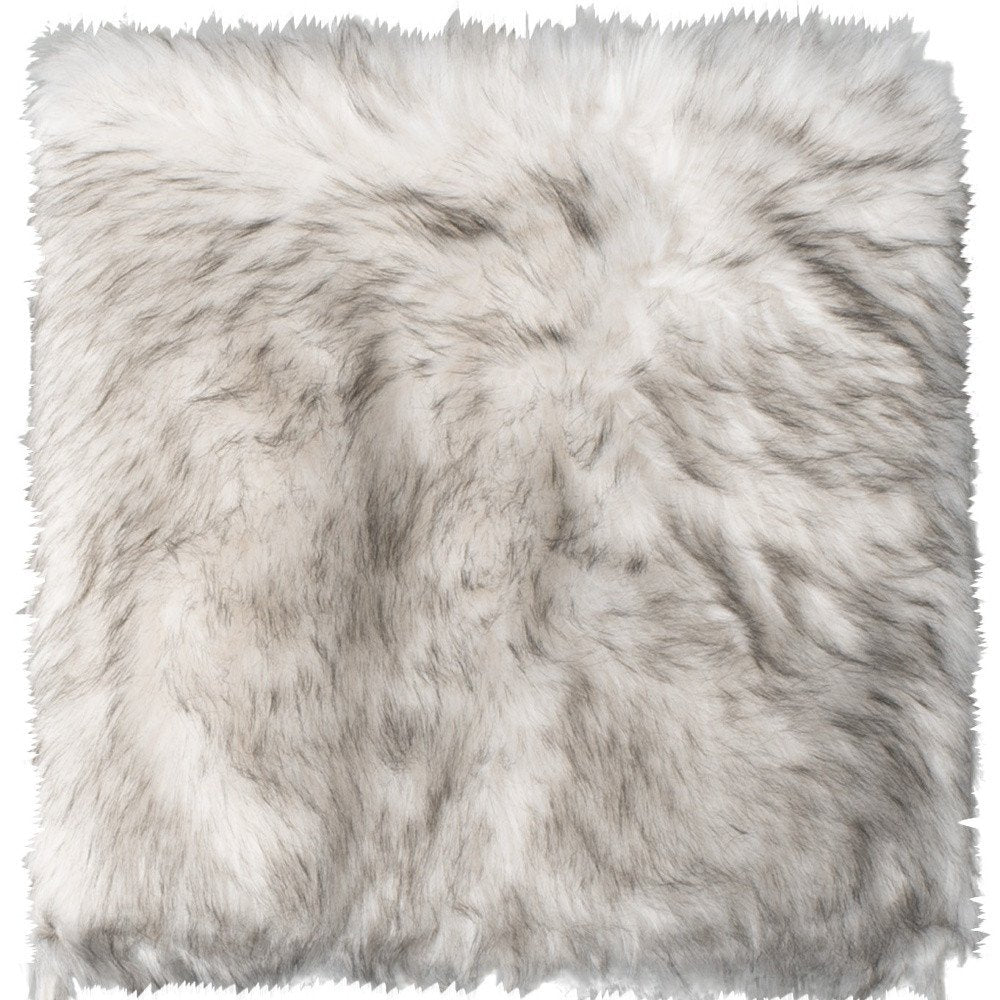 Set Of Two 17" X 17" Ombre Grey Faux Fur Dining Chair Cushion Pads close-up detail