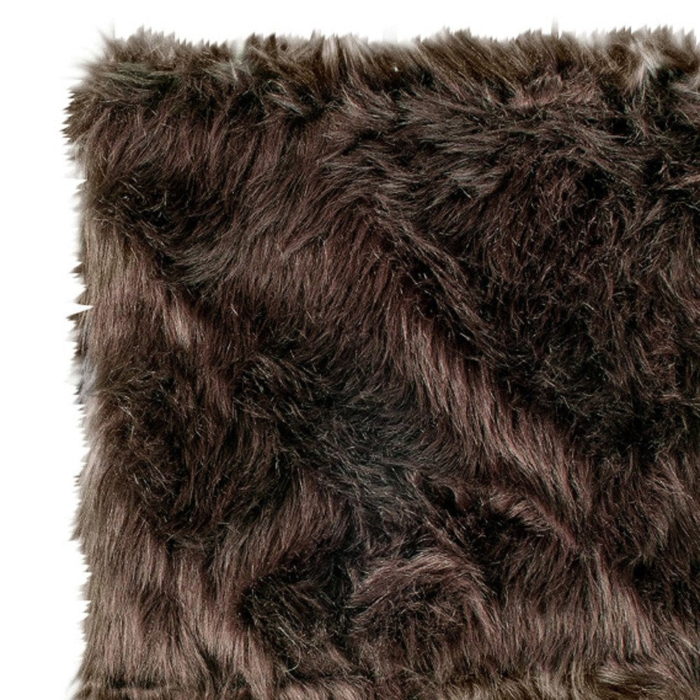 Set of Two 17" Chocolate Faux Fur Dining Chair Pads close-up detail