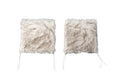 Set of Two 17" Ivory and Brown Faux Fur Dining Chair Pads on a white background