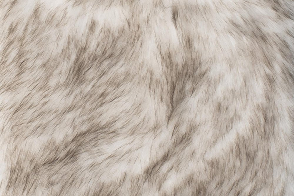 Set of Two 17" Ivory and Brown Faux Fur Dining Chair Pads close-up detail