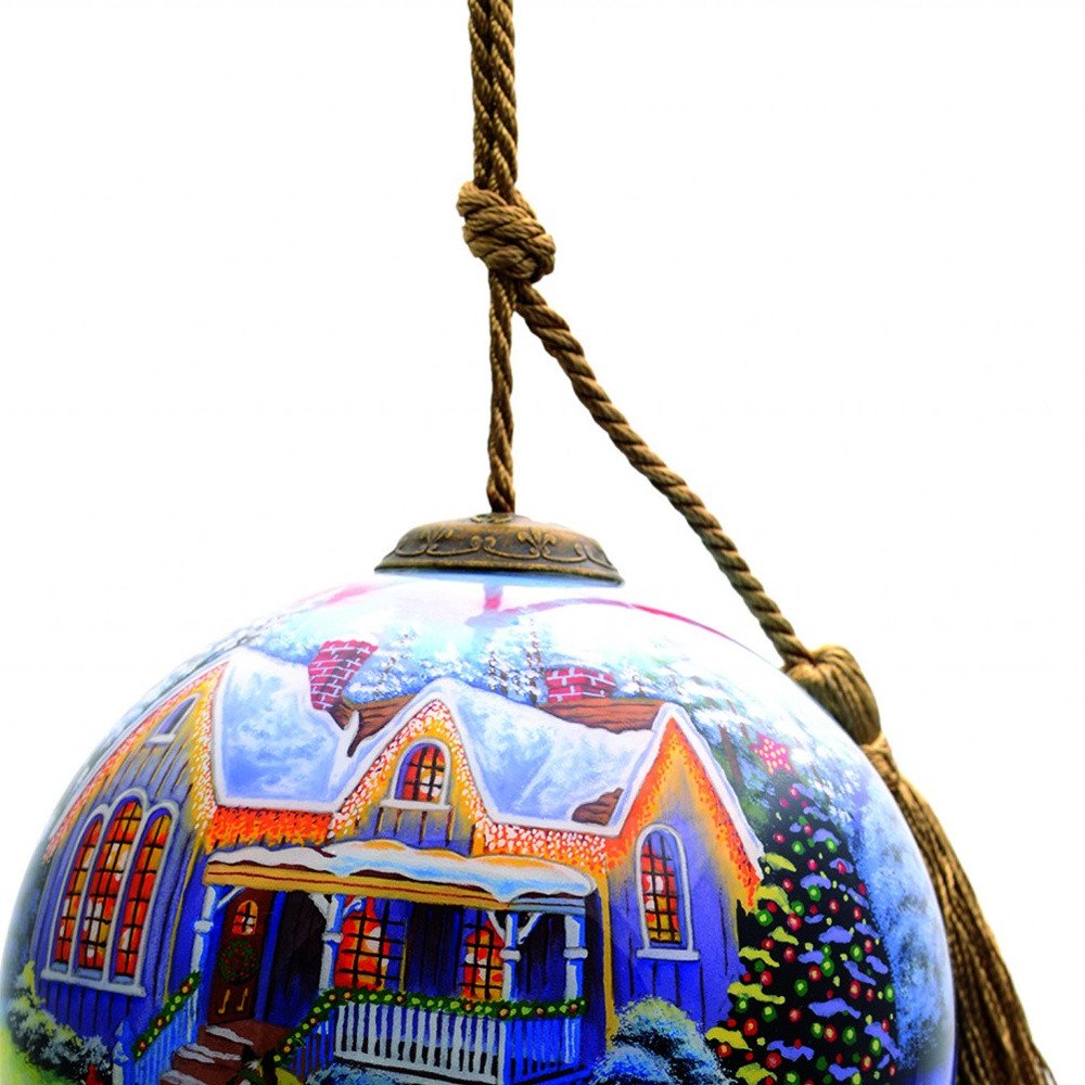 White Yellow And Green Glass Ball Ornament
