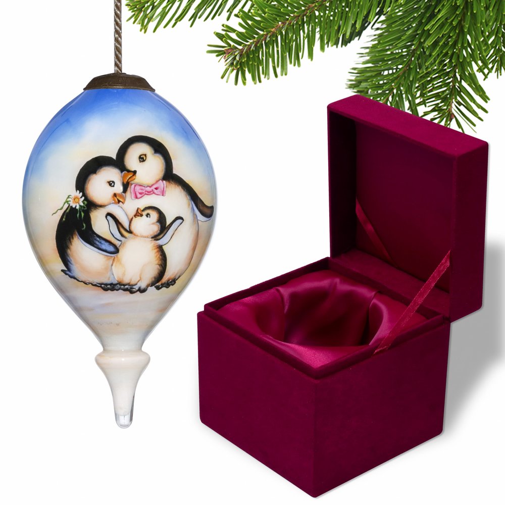 White Black And Blue Glass Finial Ornament