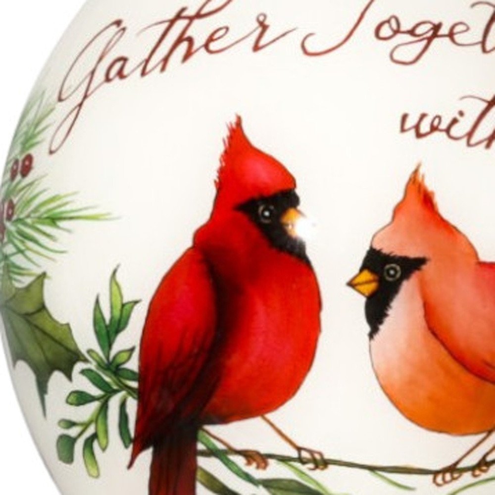 White And Red Glass Finial Ornament - with Captivating Animal Theme