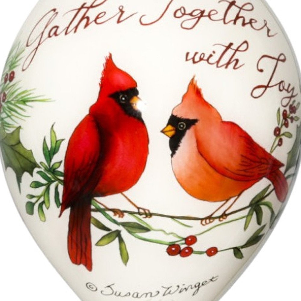 White And Red Glass Finial Ornament - with Captivating Animal Theme