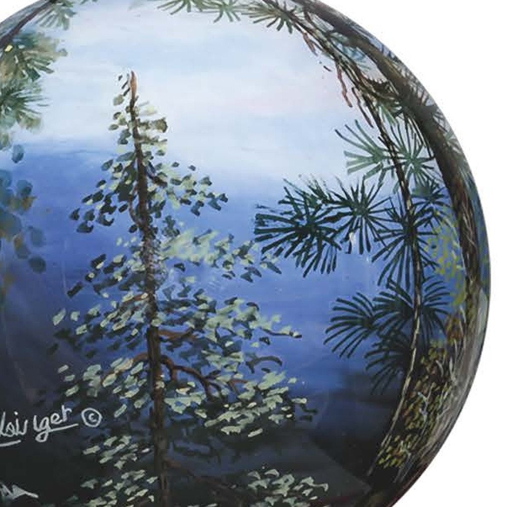 Scenic Life is Better in the Mountains Hand Painted Mouth Blown Glass Ornament close-up detail