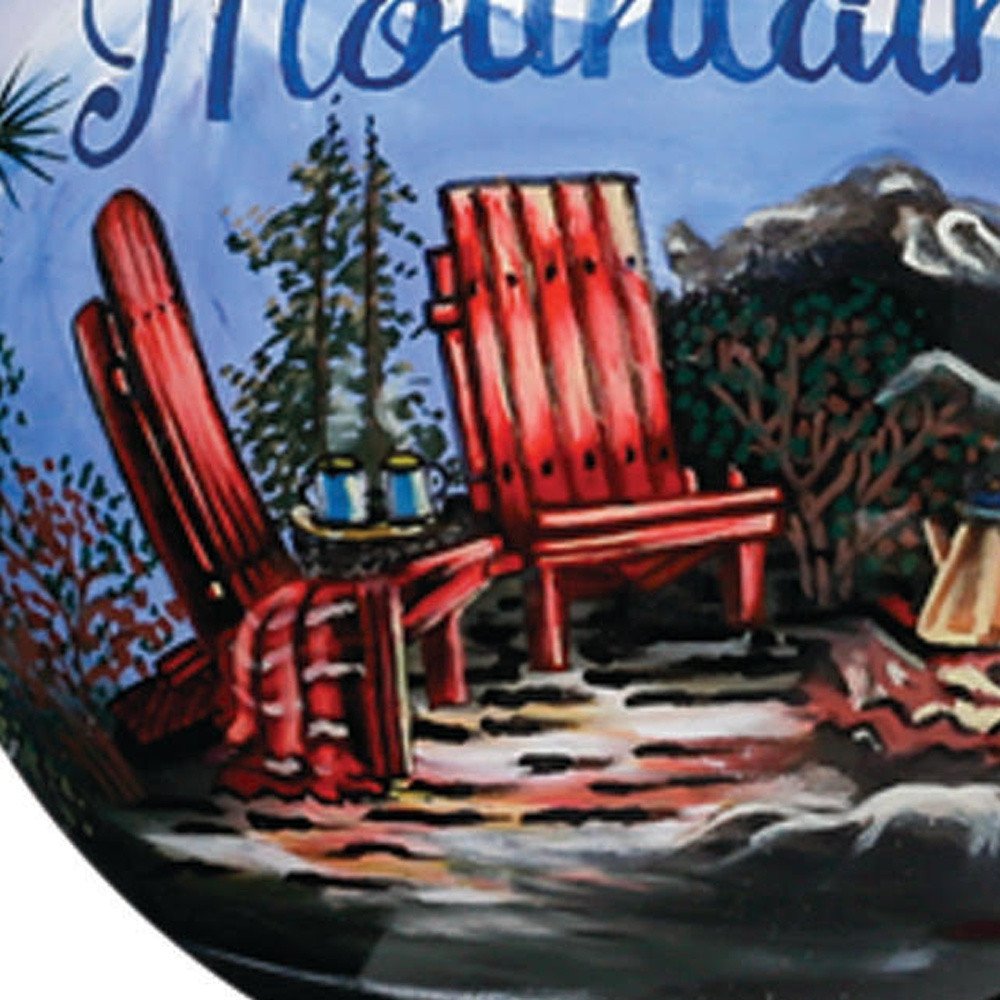 Scenic Life is Better in the Mountains Hand Painted Mouth Blown Glass Ornament in a home interior