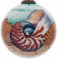 Sea Shell Hand Painted Mouth Blown Glass Ornament on a white background