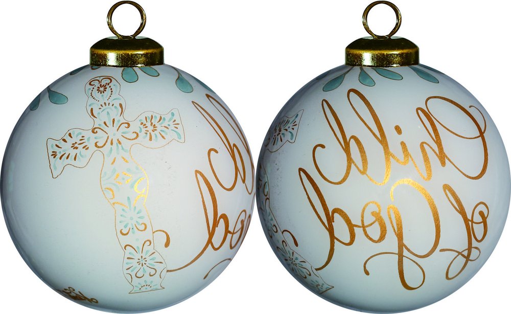 Yellow And White Glass Ball Ornament - SKU 477554