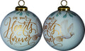 Yellow And White Glass Ball Ornament - SKU 477555 on a white background
