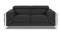 75" Gray And Silver Italian Leather Loveseat on a white background