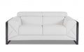 75" White And Black Italian Leather Loveseat on a white background