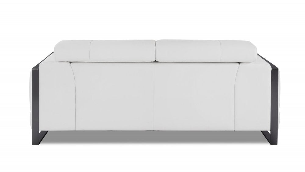 75" White And Black Italian Leather Loveseat on a white background