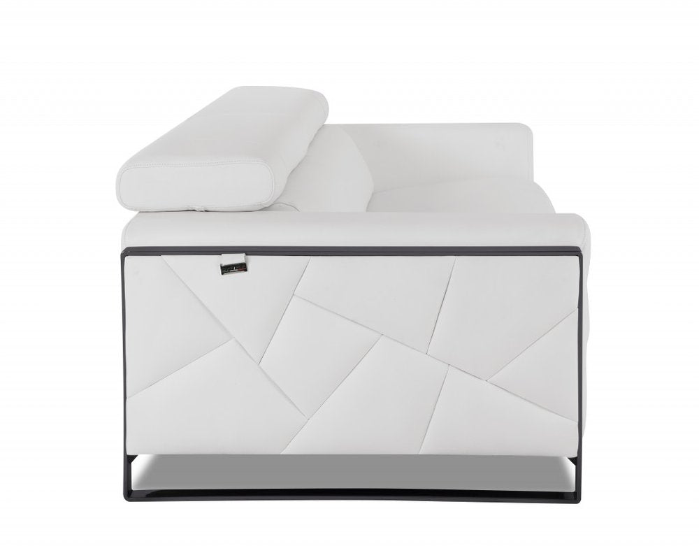 75" White And Black Italian Leather Loveseat on a white background