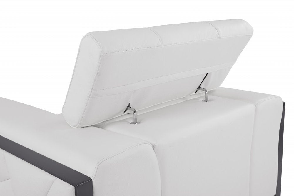 75" White And Black Italian Leather Loveseat on a white background