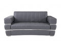75" Gray And Silver Italian Leather Loveseat - 35" H x 75" W x 44" D on a white background