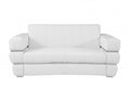 75" White And Silver Italian Leather Loveseat on a white background