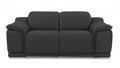 72" Gray And Silver Italian Leather Power Reclining Loveseat on a white background