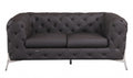 69" Brown And Silver Italian Leather Loveseat