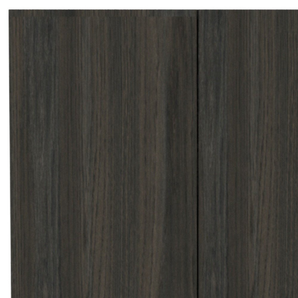 71" Dark Brown Wood Pantry Or Storage Closet close-up detail