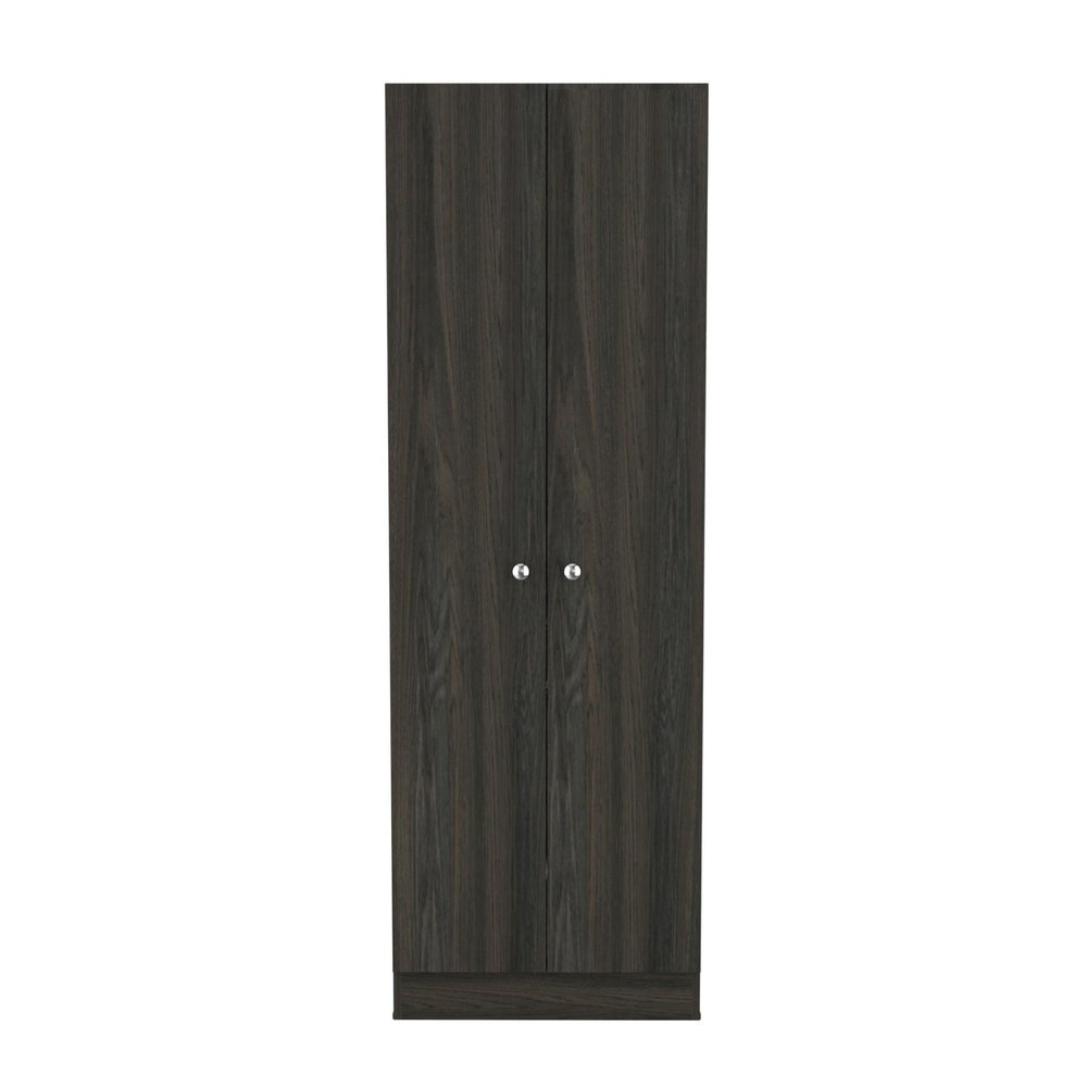 71" Dark Brown Wood Pantry Or Storage Closet on a white background