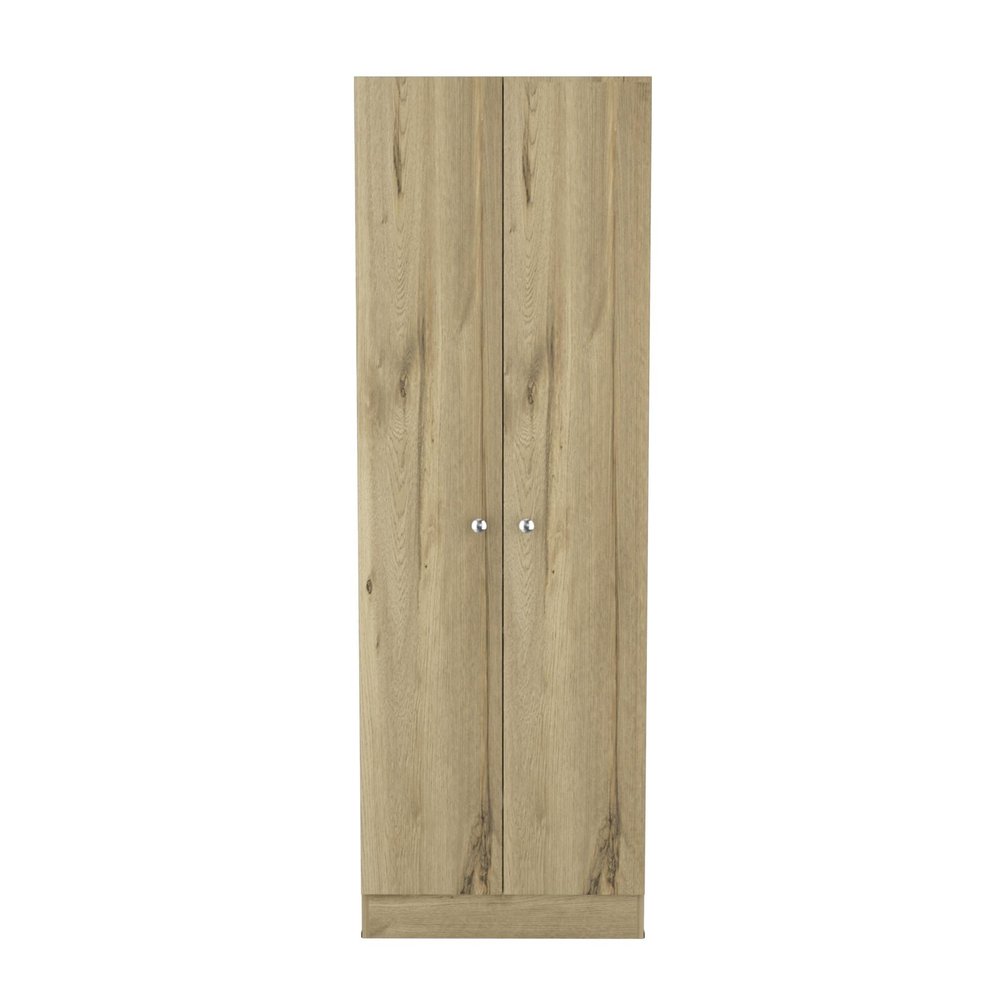 71" Oak Wood Pantry Or Storage Closet on a white background