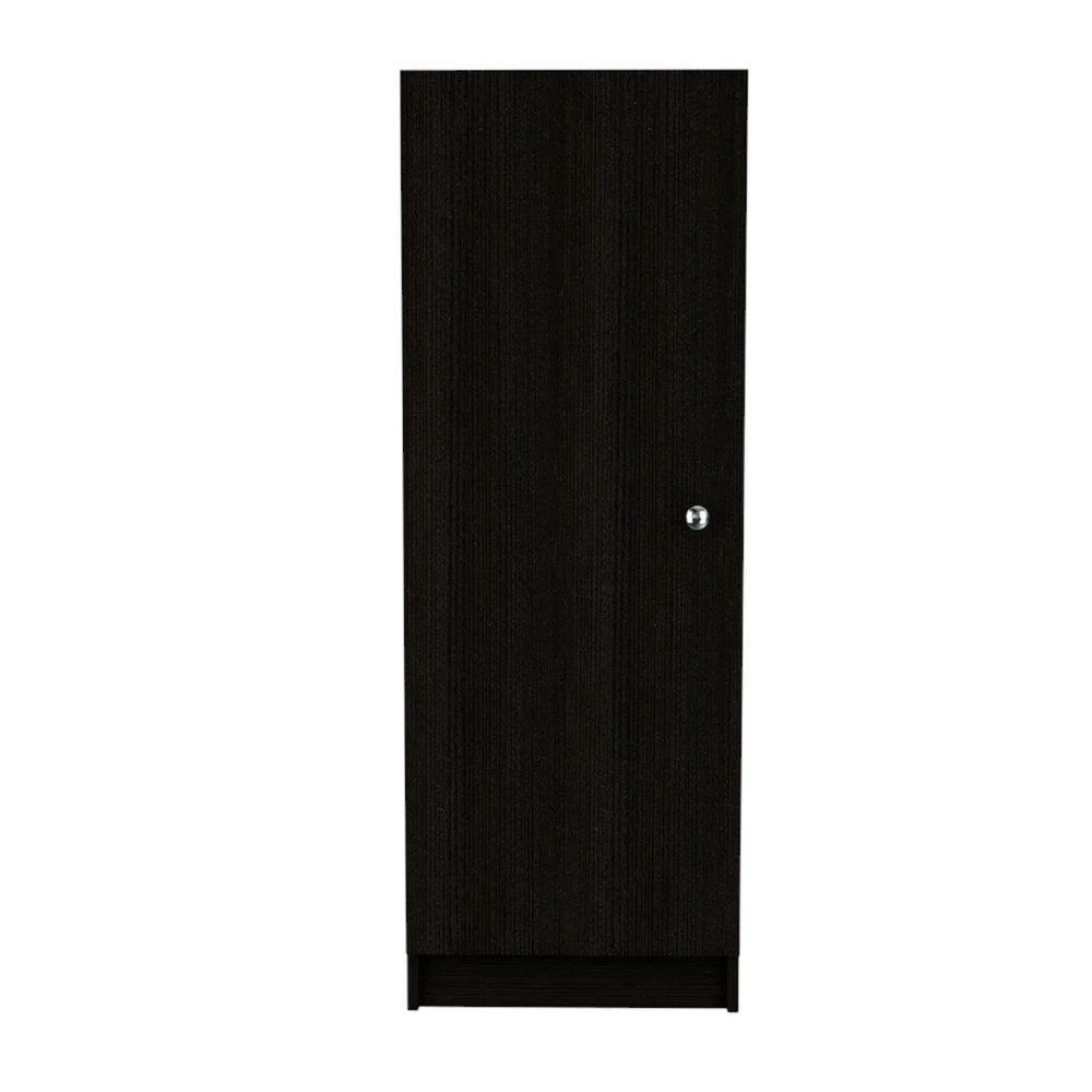 47" Black Wood Pantry Or Storage Closet. Cabinet isolated on a plain white background, in a black wood finish.