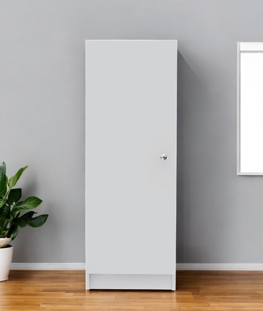 47" White Wood Pantry Or Storage Closet. Cabinet in white wood.
