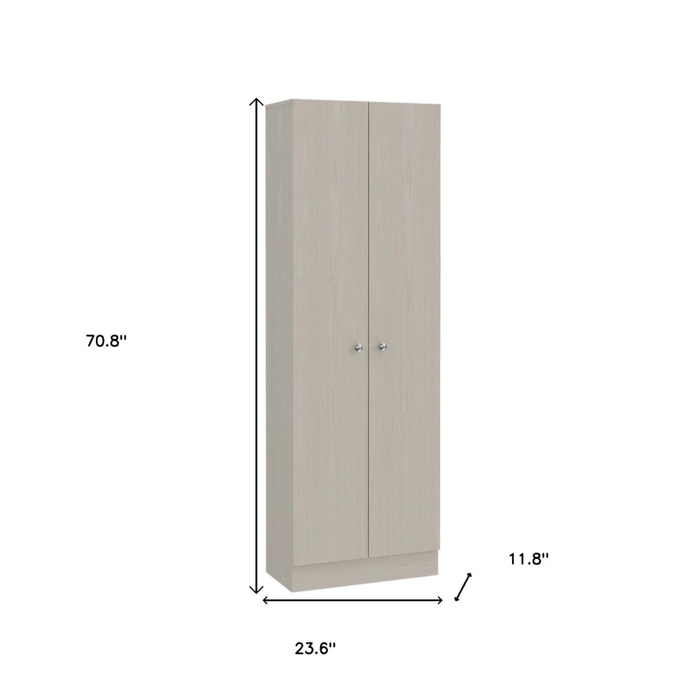 71" Light Gray Wood Pantry Or Storage Closet on a white background