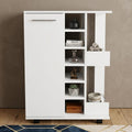 White Rolling Bar Cart With Wine Storage