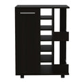 Black Rolling Bar Cart With Wine Storage on a white background