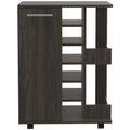 24" Espresso Wood Flat Door Rolling Kitchen Cart With Storage. Kitchen cart isolated on a plain white background, in a charcoal wood finish.