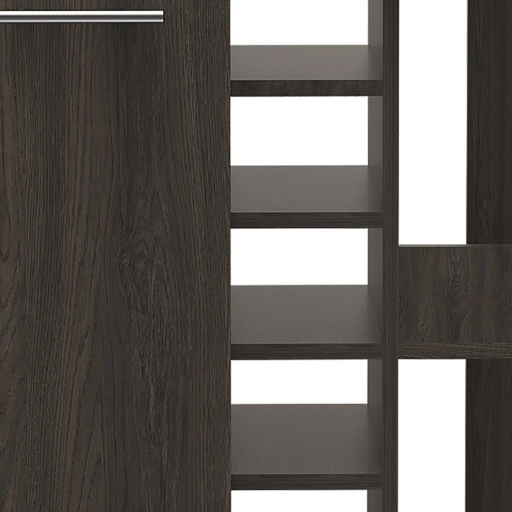 24" Espresso Wood Flat Door Rolling Kitchen Cart With Storage. Kitchen cart isolated on a plain white background, showing a charcoal wood surface.