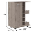 Light Gray Rolling Bar Cart With Wine Storage - 32.4" H x 23.7" W x 14.8" D on a white background
