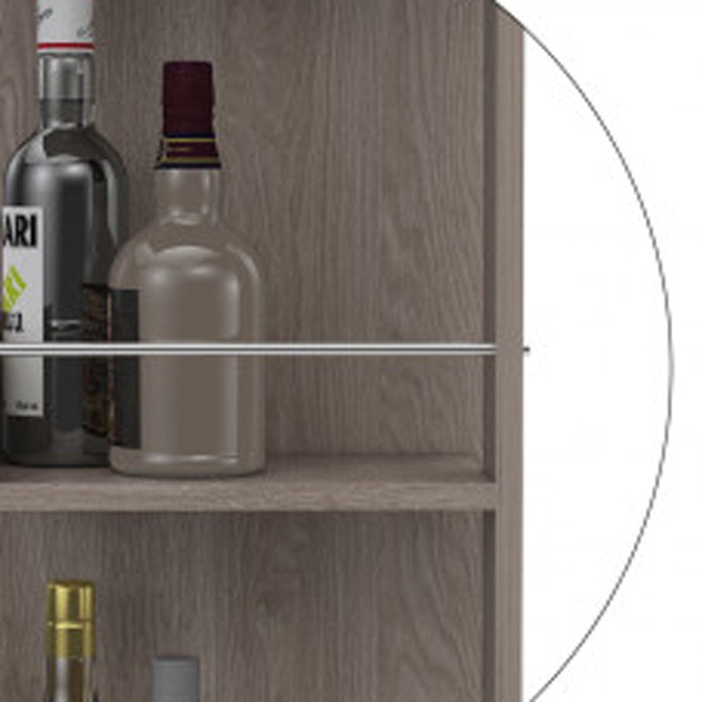 Light Gray Rolling Bar Cart With Wine Storage - 32.4" H x 23.7" W x 14.8" D