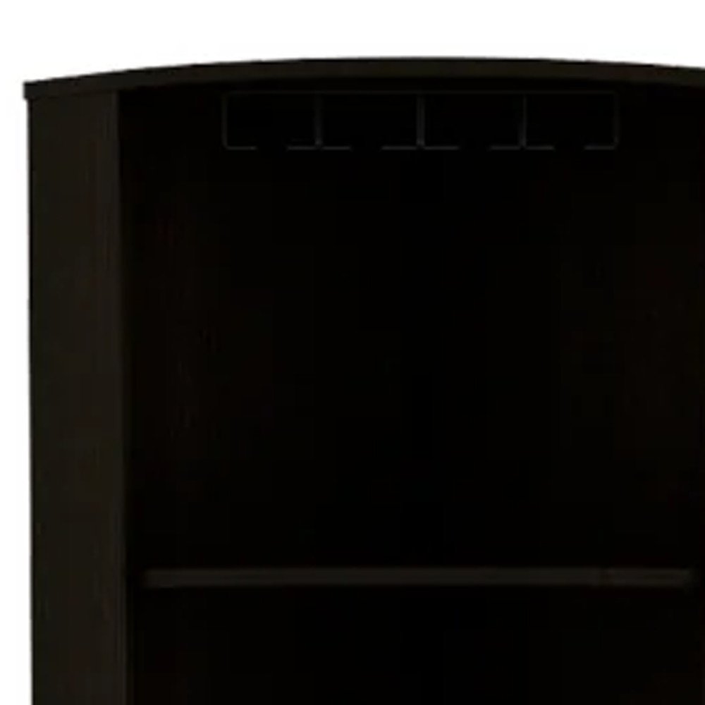 71" Black Wood Corner Bar Cabinet With Two Doors close-up detail