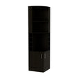 71" Black Wood Corner Bar Cabinet With Two Doors on a white background