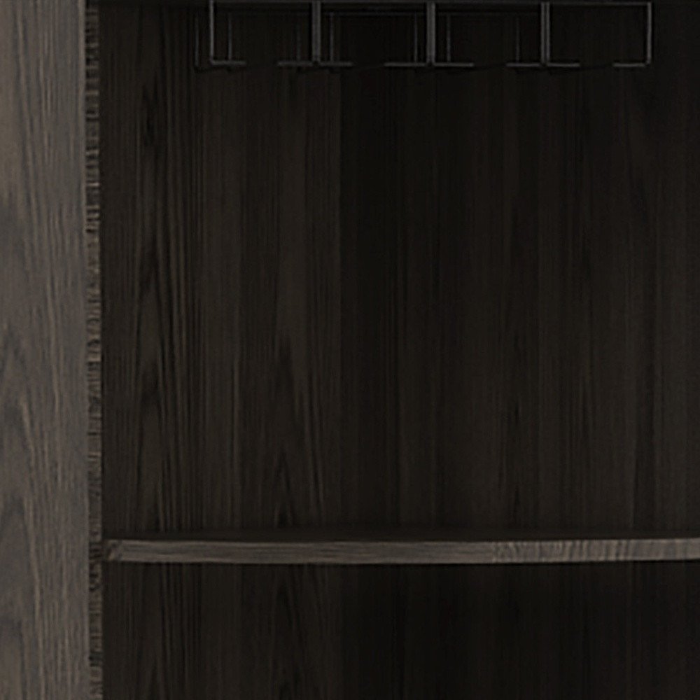 71" Dark Brown Wood Corner Bar Cabinet With Two Doors