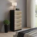 42" Black And Light Oak Manufactured Wood Five Drawer Chest