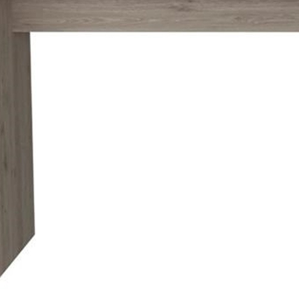 60" Light Gray L Shape Computer Desk. Desk isolated on a plain white background.