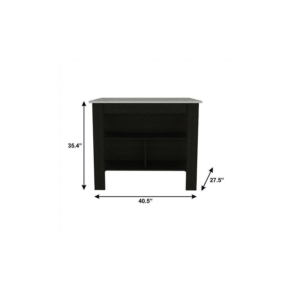 41" Ivory And Black Wood Kitchen Island With Storage on a white background