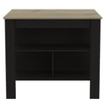 41" Natural And Black Wood Kitchen Island With Storage on a white background